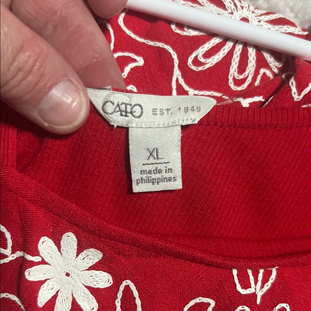 Cato Red Floral Ruffle Tank Top - Picture 2 of 2